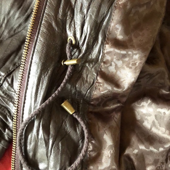 Guess Jeans Genuine Leather Moto Brown Cheetah print Jacket - Picture 11 of 11